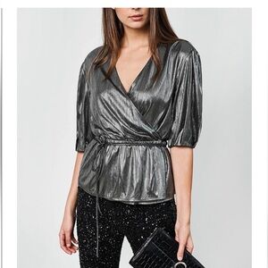 Rebecca Minkoff Mary Metallic Wrap Top Size S